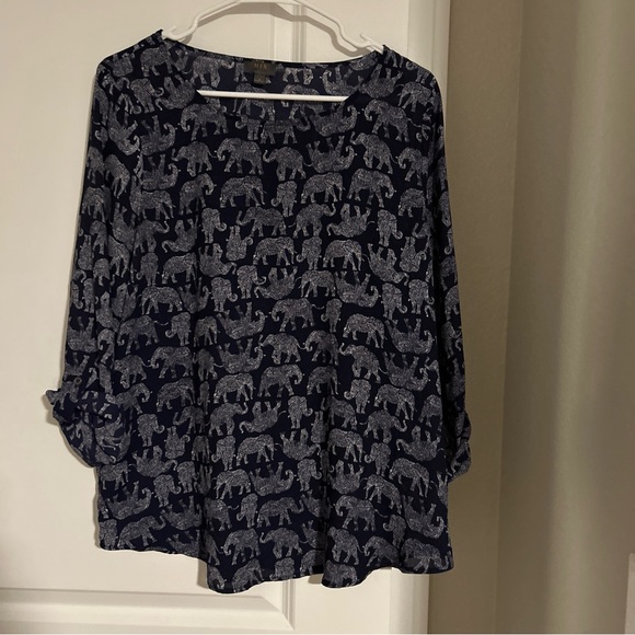 41 Hawthorn Tops - Mix By 41 Hawthorn Womens Ellie Tunic Top Navy White Elephant Scoop Neck Large